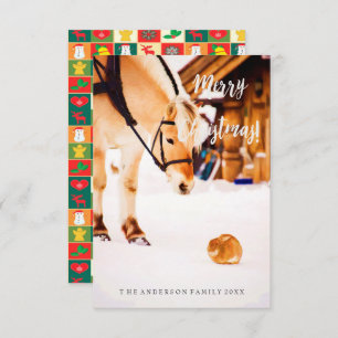 Invitation Noël mignon animaux neige cheval ferme pays