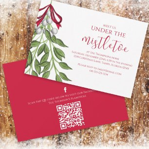 Invitation Noël Mistletoe Social Media QR Code