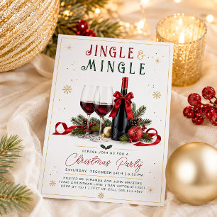 Invitation Noël Moderne Coloré Jingle et Mingle Vin