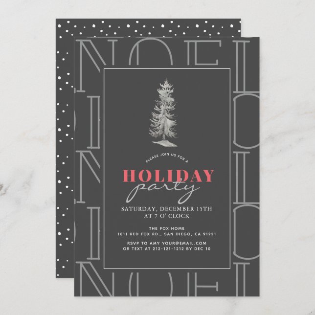 Invitation NOEL moderne Motif Grey Noël Fête de Noël (Devant / Derrière)