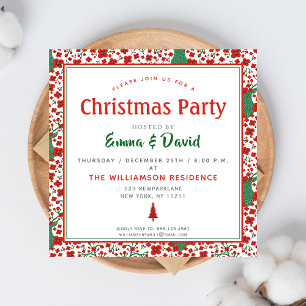 Invitation Noël Motif floral scandinave