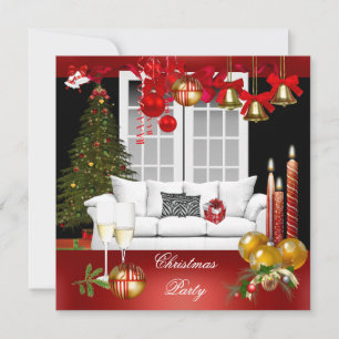 Invitation Noël Noël Noël Fête Rouge Ballons blancs
