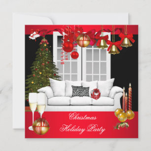 Invitation Noël Noël Noël Fête Rouge Ballons blancs