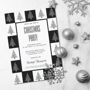 Invitation Noël noir et blanc Arbres de Noël Fête de Noël
