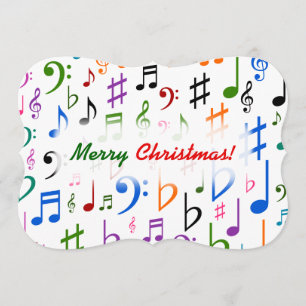 Invitation Noël ; Nombreux notes et symboles de musique color