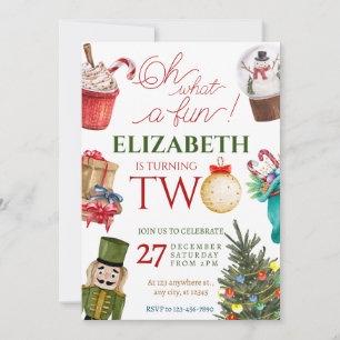 Invitation Noël Oh What Fun 2e anniversaire