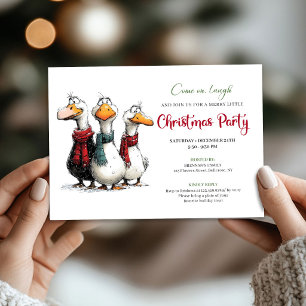 Invitation Noël Oies aquarelle humoristique drôle fête 