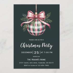 Invitation Noël Ornement Bow Fête de Noël en aquarelle