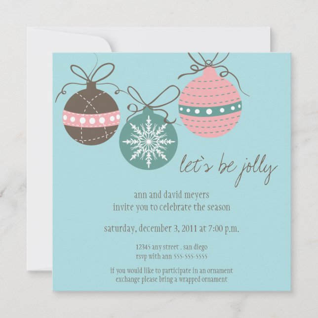 Invitation Noël ornemente la fête de vacances (Devant)