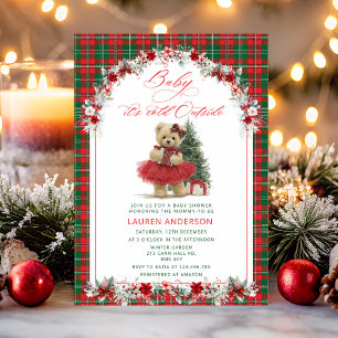 Invitation Noël Ours Baby shower de luxe Vintage