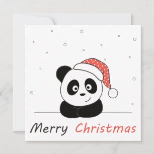 Invitation Noël Panda Neige Animaux d'hiver Pandas