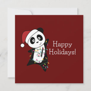 Invitation Noël Panda Neige Hiver Animaux Pandas