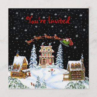 Invitation Noël, partie, invitation, Père Noël, Claus,