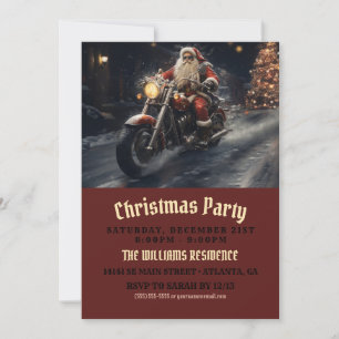 Invitation Noël Père Noël à moto