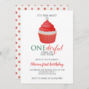 Invitation Noël Père Noël Cupcake Onederday premier anniversa
