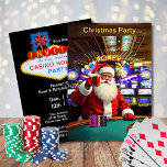 Invitation Noël Père Noël Las Vegas Casino Style Party<br><div class="desc">Christmas Père Noël Las Vegas Casino Style Fête de Vacances Invitation. Les informations pour l'invitation sont au verso de la carte. Profitez d'une soirée amusante avec des collègues, des amis ou en famille. Faites tourner la roulette, jouez à Black Jack ou à un jeu de dés. Échangez des jetons pour...</div>