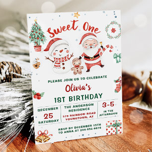Invitation Noël Père Noël Snowman Sweet Un Anniversaire