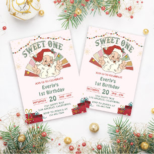 Invitation Noël Père Noël Sweet 1er anniversaire