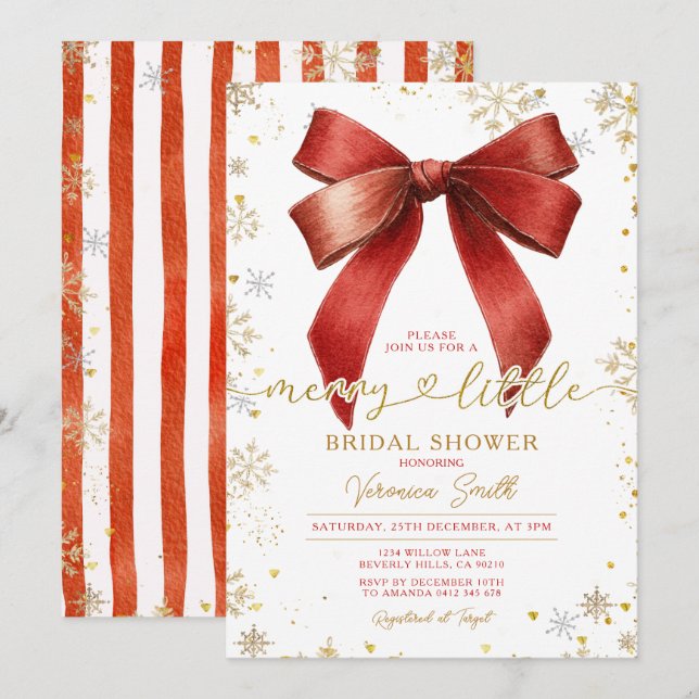 Invitation Noël Petite Mariée Coquette Arc en Ciel (Devant / Derrière)