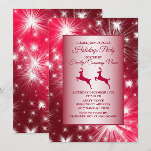 Invitation Noël Pink Reindeer Vacances Élégantes