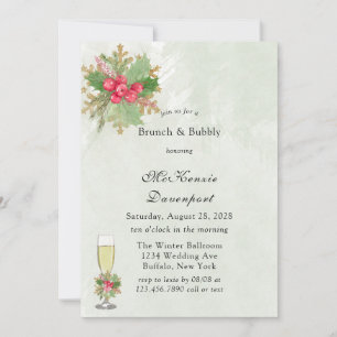 Invitation Noel Poinsettia Gold Brunch & Bubbly