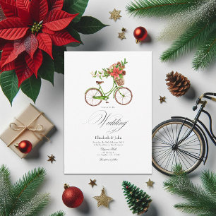 Invitation Noël Poinsettia Vélos d'hiver Mariage Charme