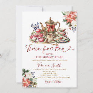Invitation Noël pour le Baby shower de thé avec maman