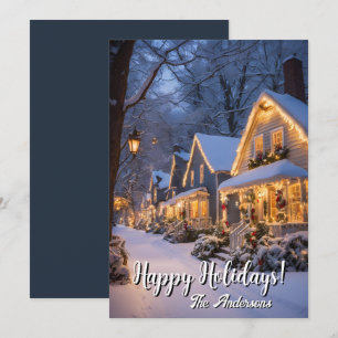 Invitation Noël pour Village, Joyeuses Fêtes,Carte de Noël