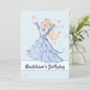 Invitation Noël Princesse Anniversaire Cute Winter Snowflakes