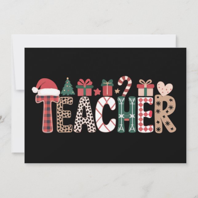 Invitation Noël Professeur Vie Enseigner Amour Inspirant  (Devant)
