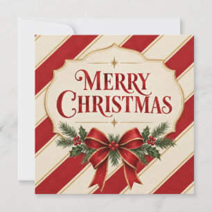 Invitation Noël rayé, style de vœu de Joyeux Noël
