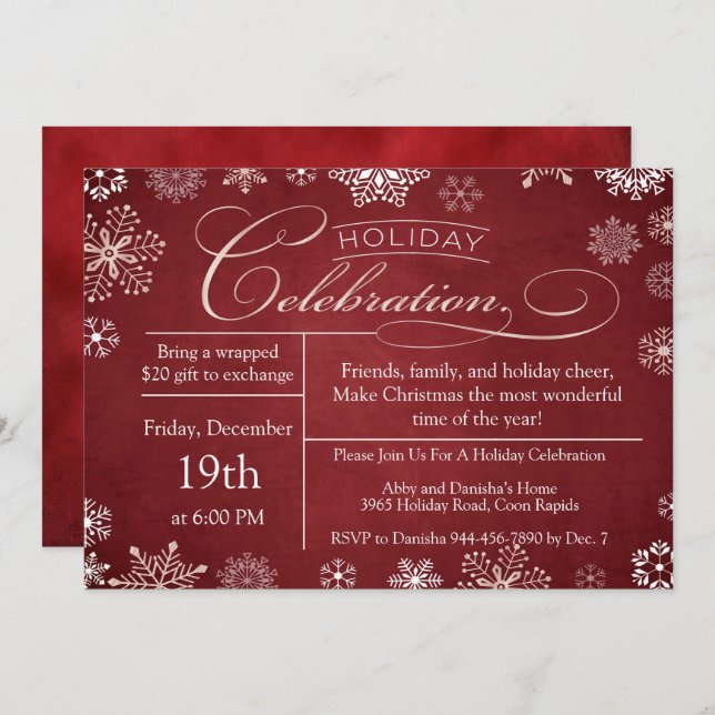 Invitation Noël Red Chalkboard (Devant / Derrière)