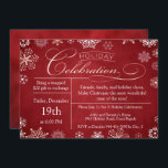 Invitation Noël Red Chalkboard<br><div class="desc">Belle invitation à la fête de Noël des Arrière - plans du Red Chalkboard de Noël, "Fête des Fêtes" apparaît en haut dans White & Pale Rose Gold, flocons de neige blancs, flocons de neige gris et flocons de neige crème. Customisez avec votre salutation personnelle, vos noms de famille et...</div>