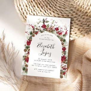 Invitation Noël Red Poinsettia Bride douche