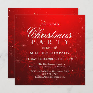 Invitation Noël Red Snowflakes Corporate Christmas Party