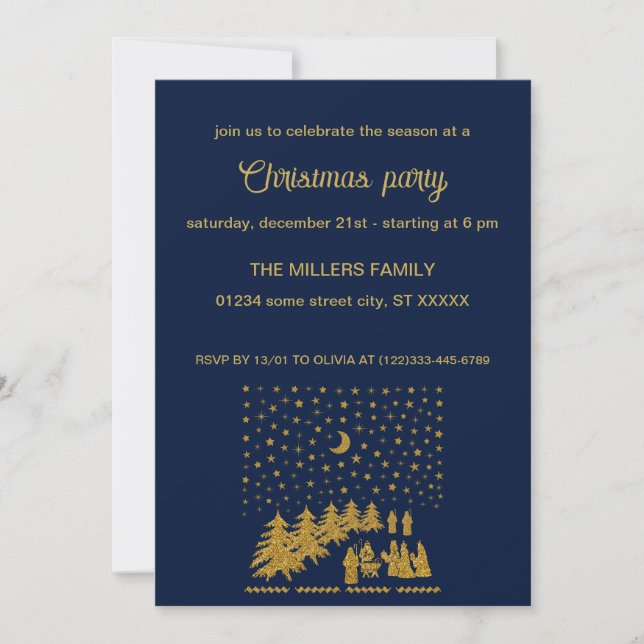 Invitation Noël religieux, Naissance de Jésus (Devant)