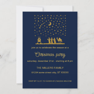 Invitation Noël religieux, Naissance de Jésus, Trois Rois
