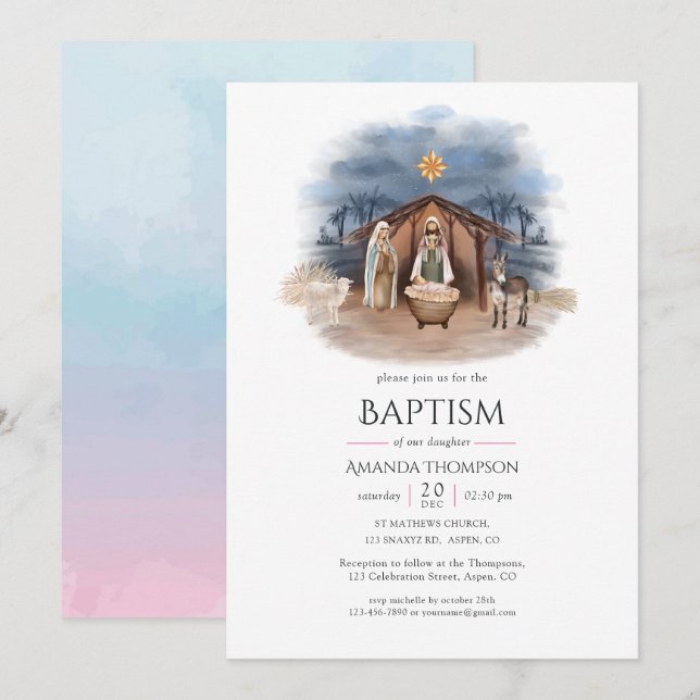 Invitation Noël religieux Nativité Naissance Jésus (Devant / Derrière)