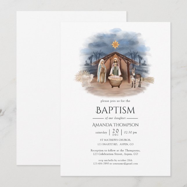Invitation Noël religieux Nativité Naissance Jésus-Christ (Devant / Derrière)
