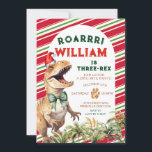 Invitation Noël Retro Dinosaur Bow Aquarelle Anniversaire<br><div class="desc">Christmas Retro Dinosaur Bow Aquarelle Birthday Le libellé de l'anniversaire peut être modifié à n'importe quelle occasion</div>
