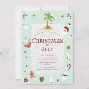 Invitation Noël rétro en juillet Fête de vacances retardée
