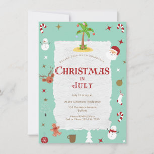 Invitation Noël rétro en juillet Jolie fête de vacances Belge