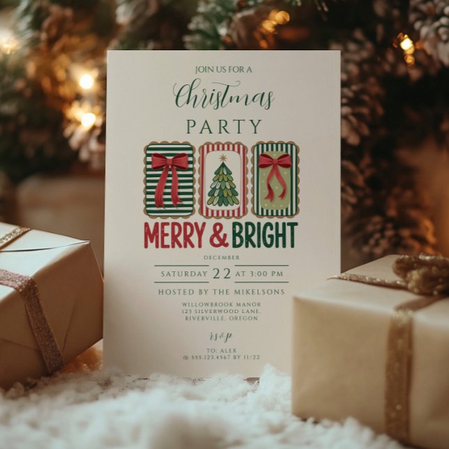 Invitation Noël Rétro Joyeux et Lumineux (Créateur téléchargé)