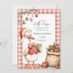 Invitation Noël Rouge Silly Goose Baby Shower