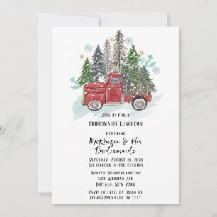Invitation Noël Rouge Vintage Camion Bridesmaitres Déjeuner