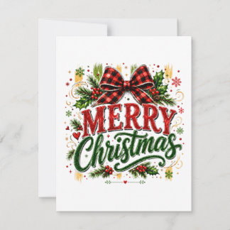 Invitation Noël ruban carreauté joyeux