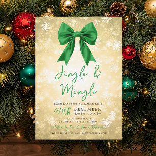 Invitation Noël Ruban de fête Jingle Mingle Or Vert