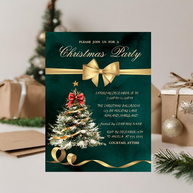Invitation Noël Ruban de l'arbre de Noël,Vert Fête de Noël (Créateur téléchargé)