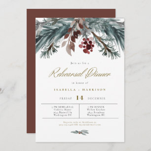 Invitation NOEL Rustic Pine Dîner de la répétition d'hiver