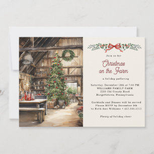 Invitation Noël rustique à la fête de ferme de vacances